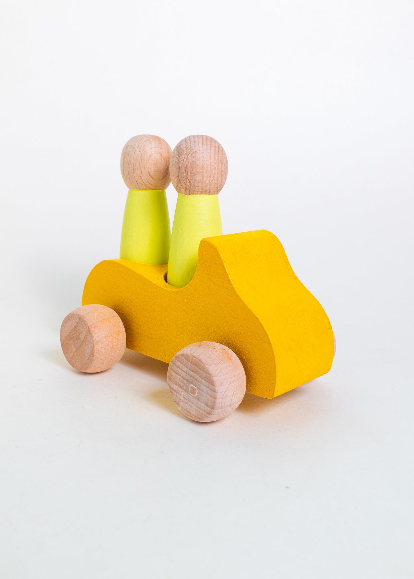 Wooden Montessori Inspired Car with Peg dolls/ Peg People Car