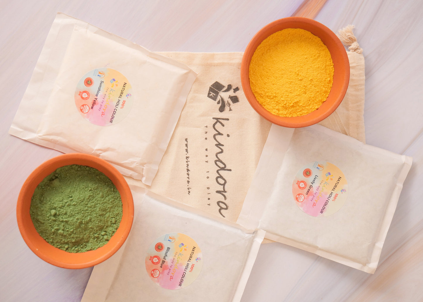Eco-friendly Holi Colours - Handmade, Chemical free, Child Safe (Assorted Set Of 4 -50gms Each)
