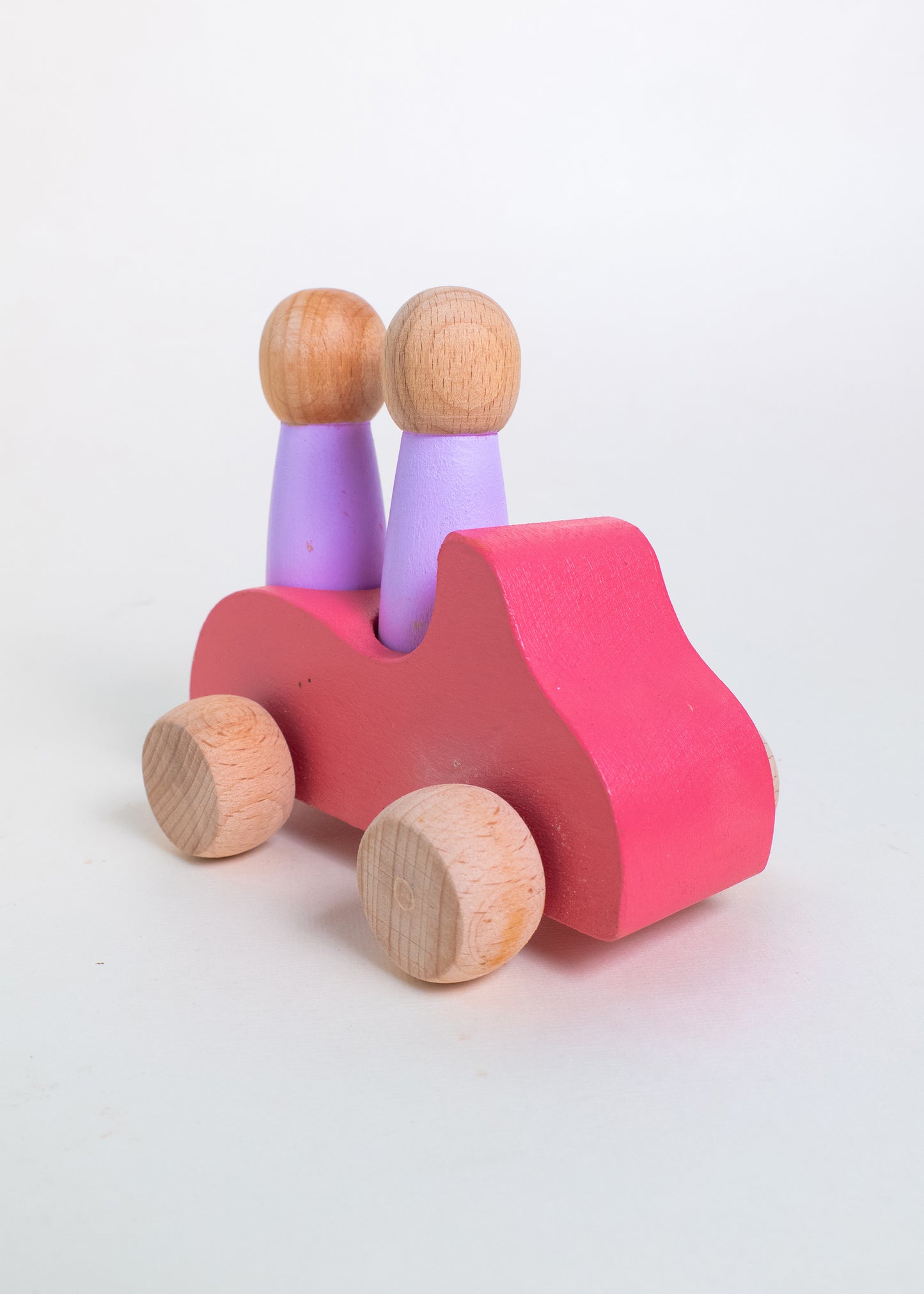 Wooden Montessori Inspired Car with Peg dolls/ Peg People Car