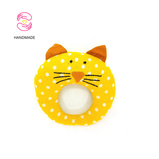 Organic Cotton Rattle, Soft baby toy, Mimi the Cat