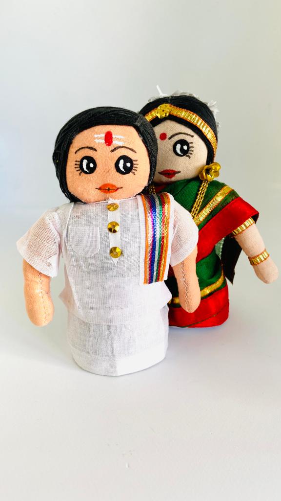 Traditional Tamilian Couple - Handmade Cloth Doll