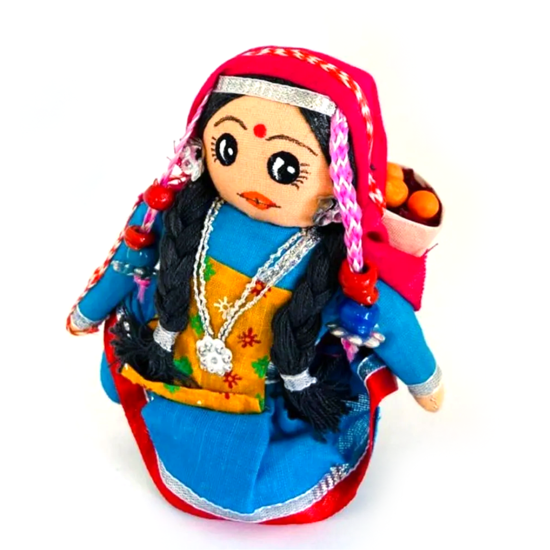 Traditional Apple Plucker Himachali - Handmade Cloth Doll